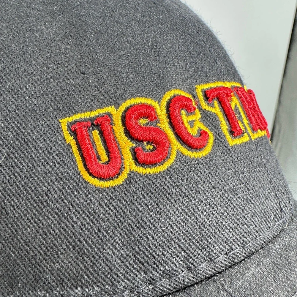VTG 90s USC Trojans Embroidered Baseball Cap‎ L/XL Black California Headwear